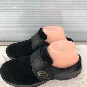 Easy Spirit Seequip Women’s Blac Leather Clogs Slip On Shoes Sz 8M